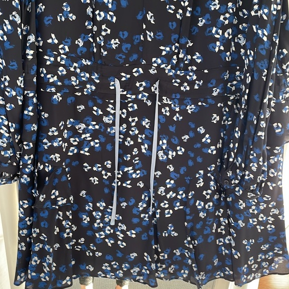 Reiss navy patterned tie waist dress. - Picture 3 of 5